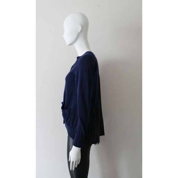 Sacai Luck Pleated Insert Cardigan Navy Size 1 (S) - Picture 5 of 13